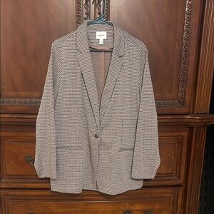 Nine West Black and White Checkered Blazer